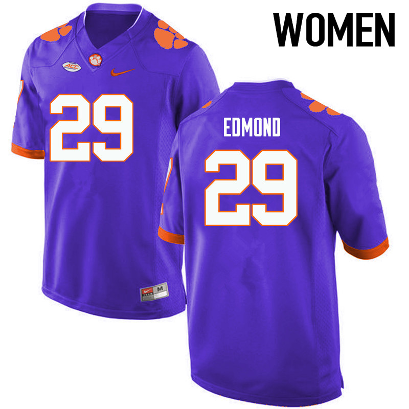Women Clemson Tigers #29 Marcus Edmond College Football Jerseys-Purple